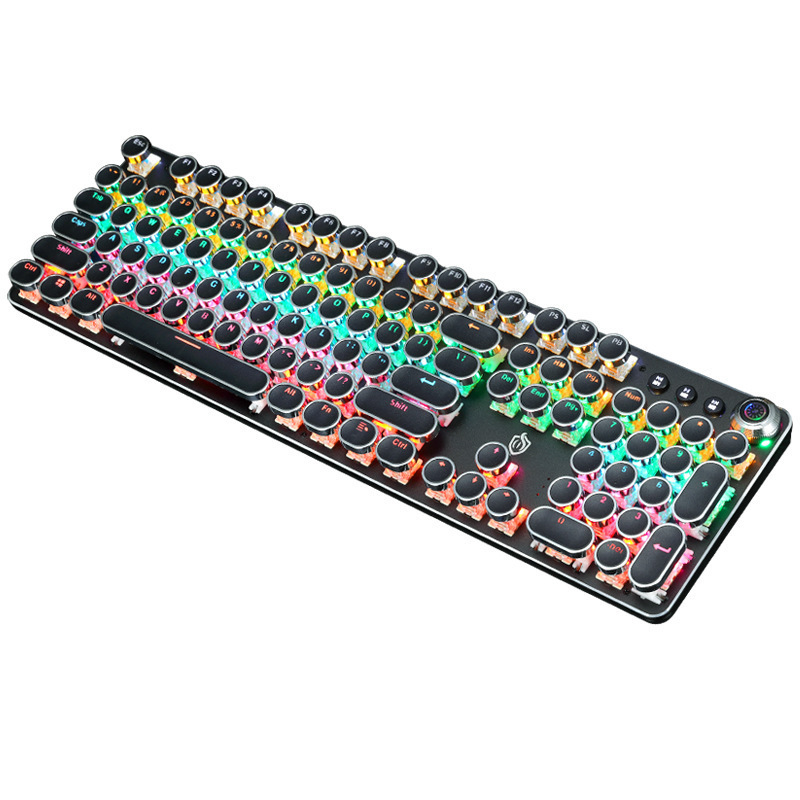 Retro Punk Electroplated Knob Luminous Mechanical Keyboard - Image 6