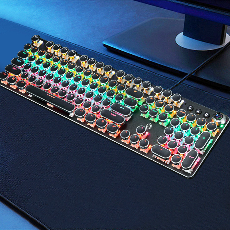 Retro Punk Electroplated Knob Luminous Mechanical Keyboard - Image 3