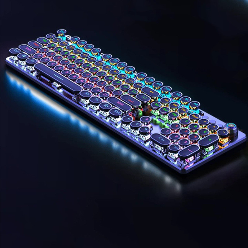 Retro Punk Electroplated Knob Luminous Mechanical Keyboard - Image 4
