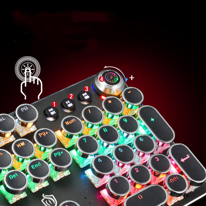 Retro Punk Electroplated Knob Luminous Mechanical Keyboard - Image 2
