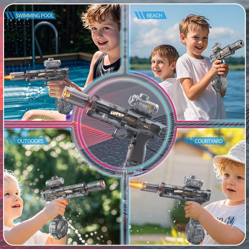 LED Lights Electric Water Guns Children Simulated Shooting Recoil Powerful Automatic Water Spray Gun Kids Summer Outdoor Toys - Image 5