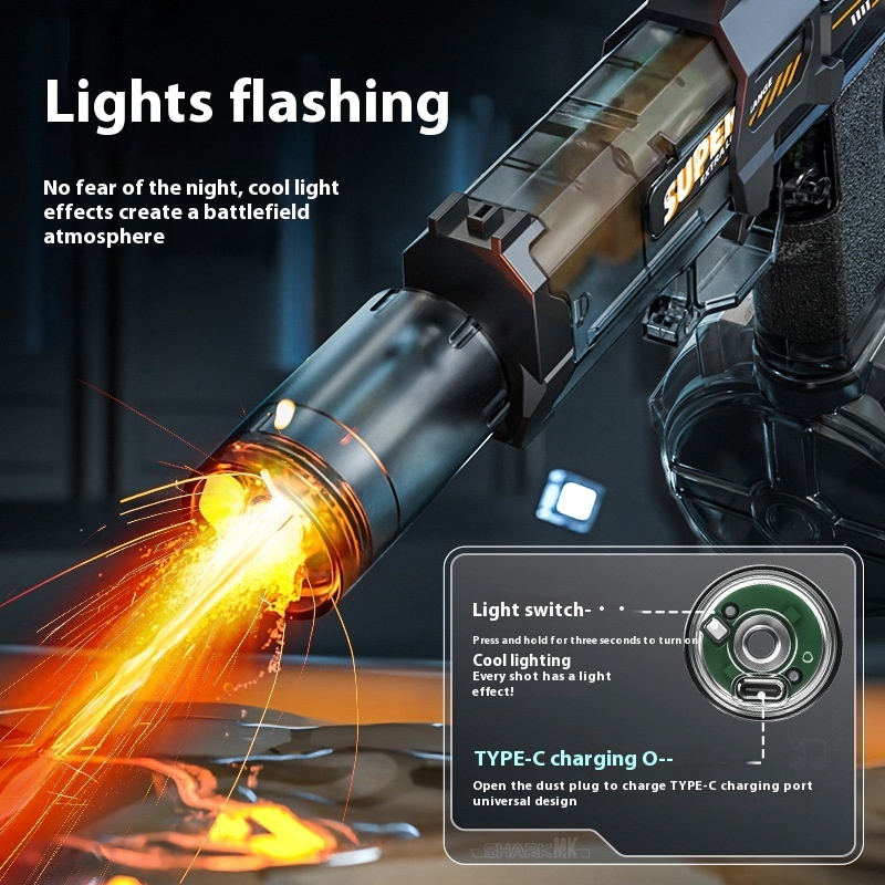 LED Lights Electric Water Guns Children Simulated Shooting Recoil Powerful Automatic Water Spray Gun Kids Summer Outdoor Toys - Image 8
