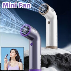 High-speed Portable Fan Little Turbine Digital Display Charging Long Endurance Portable Fan Rechargeable Strong Wind 199 Gear Speed Electric Adjustable Turbo Handheld Fan
