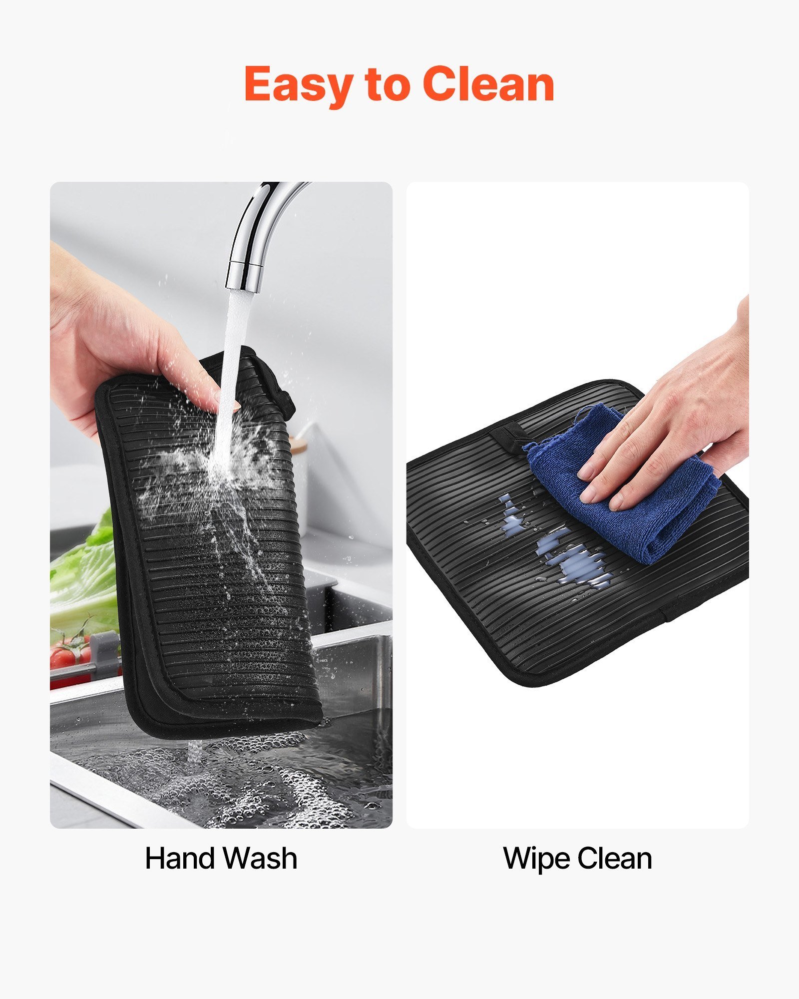 Pot Holders, Heat Resistant To 500°F With Ribbed Soft Anti-Slip Silicone Strips, 100% Cotton 9.06 X 8.98 Inch Hot Pads With 2 No-Marks Hooks, Washable Pot Trivets For Kitchen & Barbeque, 2 Pack - Image 4